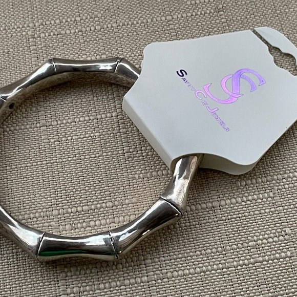 Savvy Cie Jewelry Women Bracelet BS925 Silver Tone Wrist band New - Picture 3 of 7